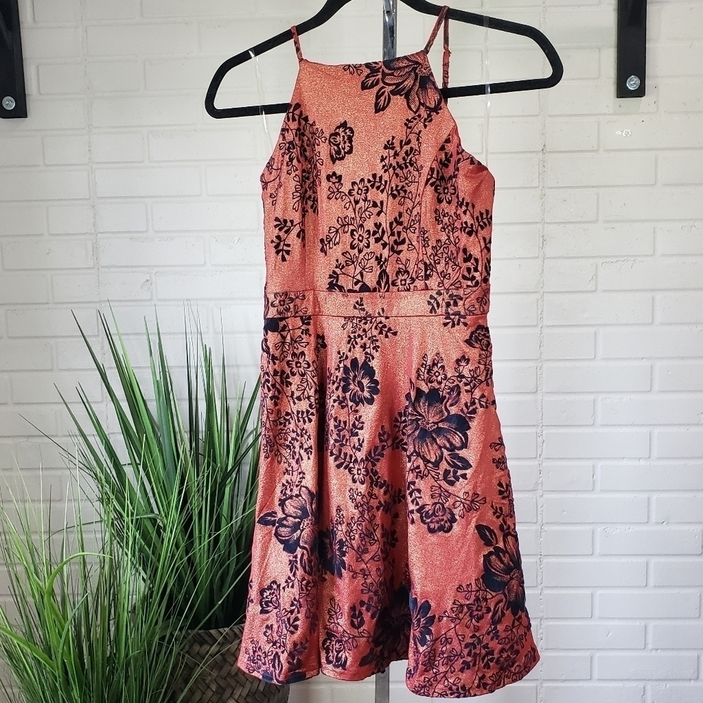 Chocolate USA 90's Style Layered Fit and Flare Mini Dress High Neck size Small